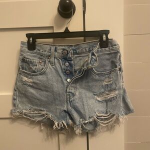 Levi's Light Blue Distressed Jean Shorts